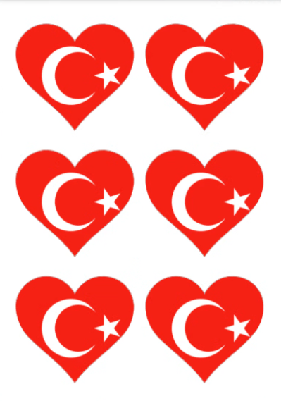 Eetbare print Turkse Vlag hart 6 stuks (ca. 9cm)