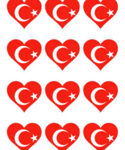 Eetbare print Turkse Vlag hart 12 stuks (ca. 6cm)