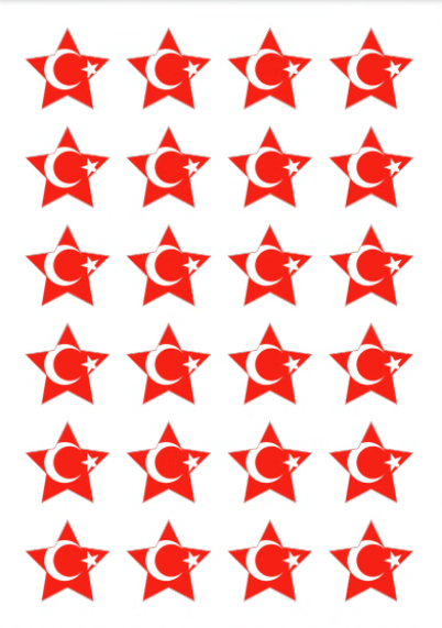 Eetbare print Turkse Vlag ster 24 stuks (ca. 4cm)