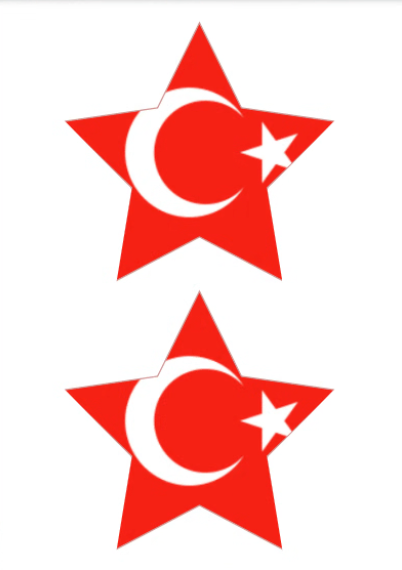 Eetbare print Turkse Vlag ster 2 stuks (ca. 13,5cm)