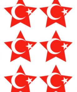 Eetbare print Turkse Vlag ster 6 stuks (ca. 9cm)