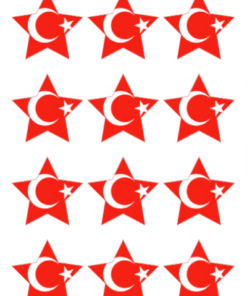 Eetbare print Turkse Vlag ster 12 stuks (ca. 6cm)