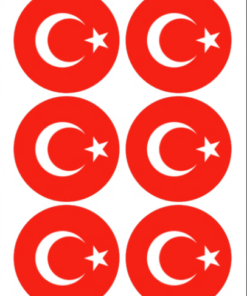 Eetbare print Turkse Vlag rond 6 stuks (ca. 9cm)