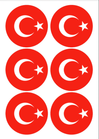 Eetbare print Turkse Vlag rond 6 stuks (ca. 9cm)