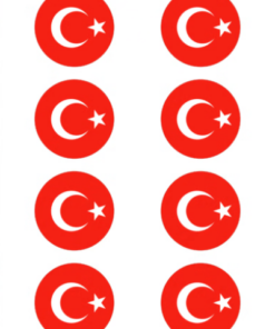 Eetbare print Turkse Vlag rond 8 stuks (ca. 6cm)