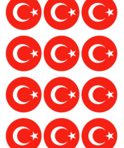 Eetbare print Turkse Vlag rond 12 stuks (ca. 5cm)