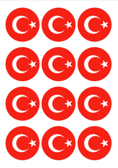 Eetbare print Turkse Vlag rond 12 stuks (ca. 5cm)