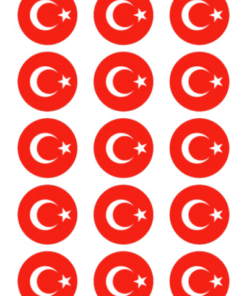 Eetbare print Turkse Vlag rond 15 stuks (ca. 5cm)