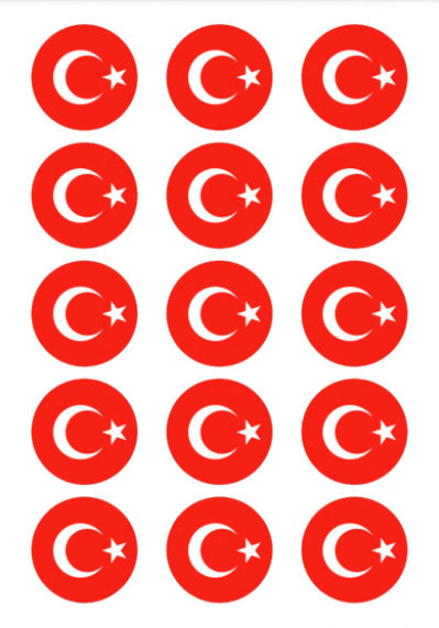 Eetbare print Turkse Vlag rond 15 stuks (ca. 5cm)