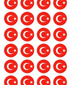 Eetbare print Turkse Vlag rond 24 stuks (ca. 4cm)