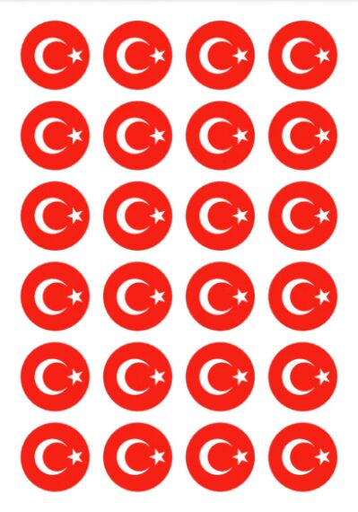 Eetbare print Turkse Vlag rond 24 stuks (ca. 4cm)