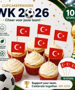 Cupcakeprikkers Turkse vlag (10 stuks)
